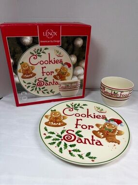 Lenox Holiday Dimension Cookies for Santa Plate & Reindeer Food Bowl 2-Piece Set